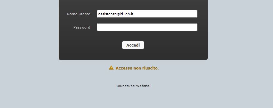 WebMail di ID-lab - accesso non riuscito