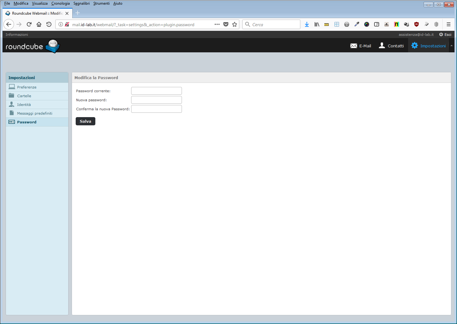 WebMail ID-lab, cambiare la password della casella di posta